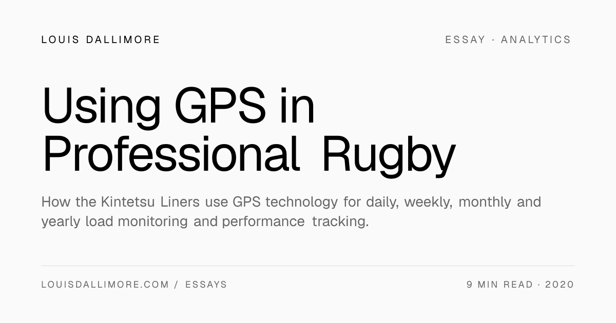 Using GPS in Professional Rugby · Louis Dallimore